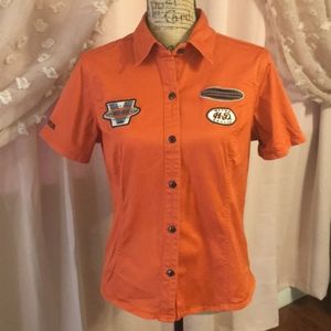Harley Davidson large orange button down Beautiful ! $10item 3-$24